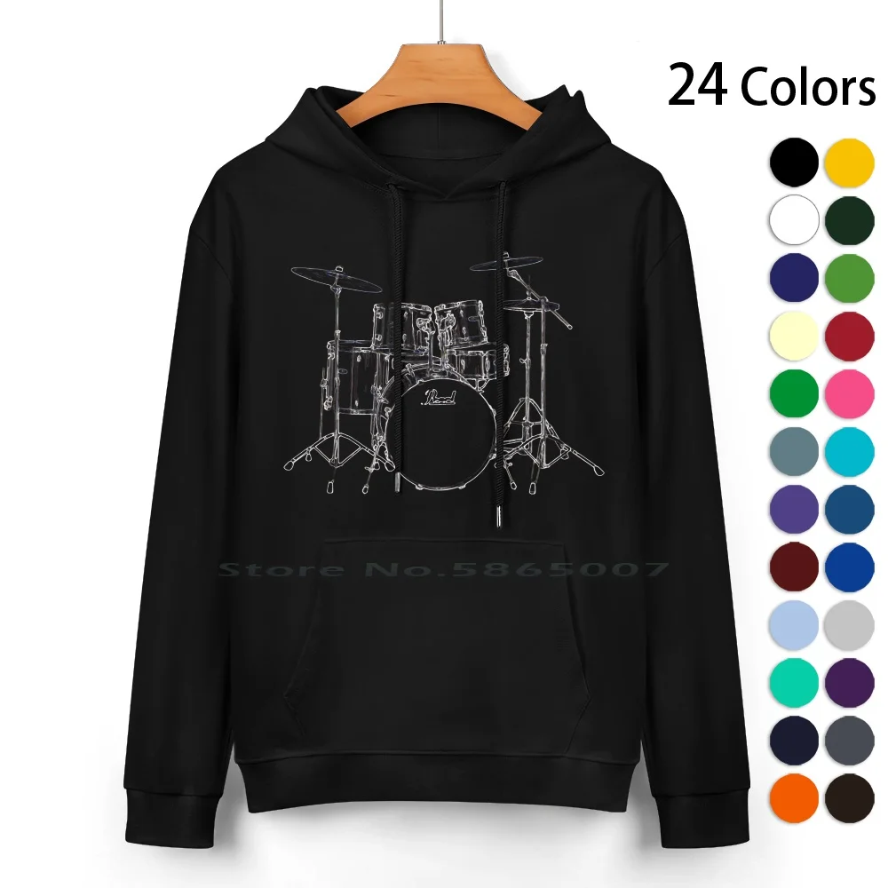 Drums Cotton Hoodie Sweater 24 Colors Punk Pearl Drums Drum Kit Set Percussion Instrument Tama Ludwig 3d Model Remo Zildjan