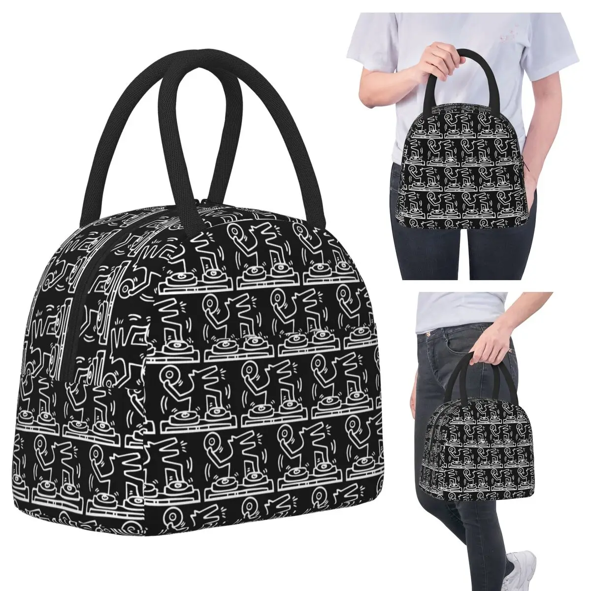 

Dj Dog Kieth Animal Haring Белая изолированная сумка для обеда для женщин Офисный холодильник Термальная коробка для еды Сумка Герметичные коробки для завтрака