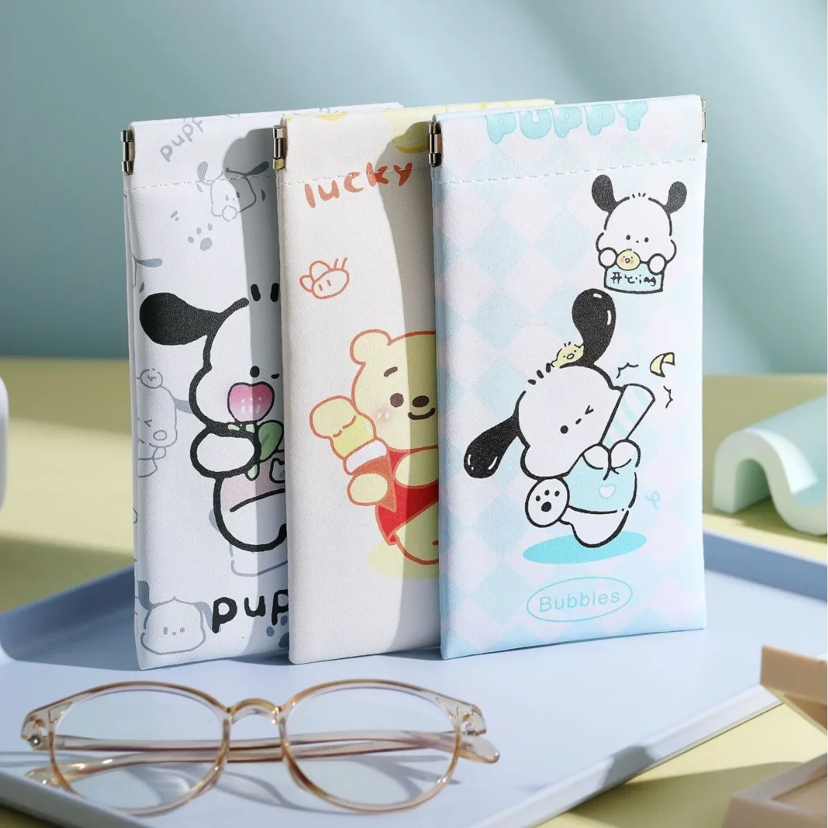 Sanrio Creative Shrapnel Glasses Bag Portable Cartoon Figure Automatic Sunglasses Storage Closing Protective Cover Student Gifts