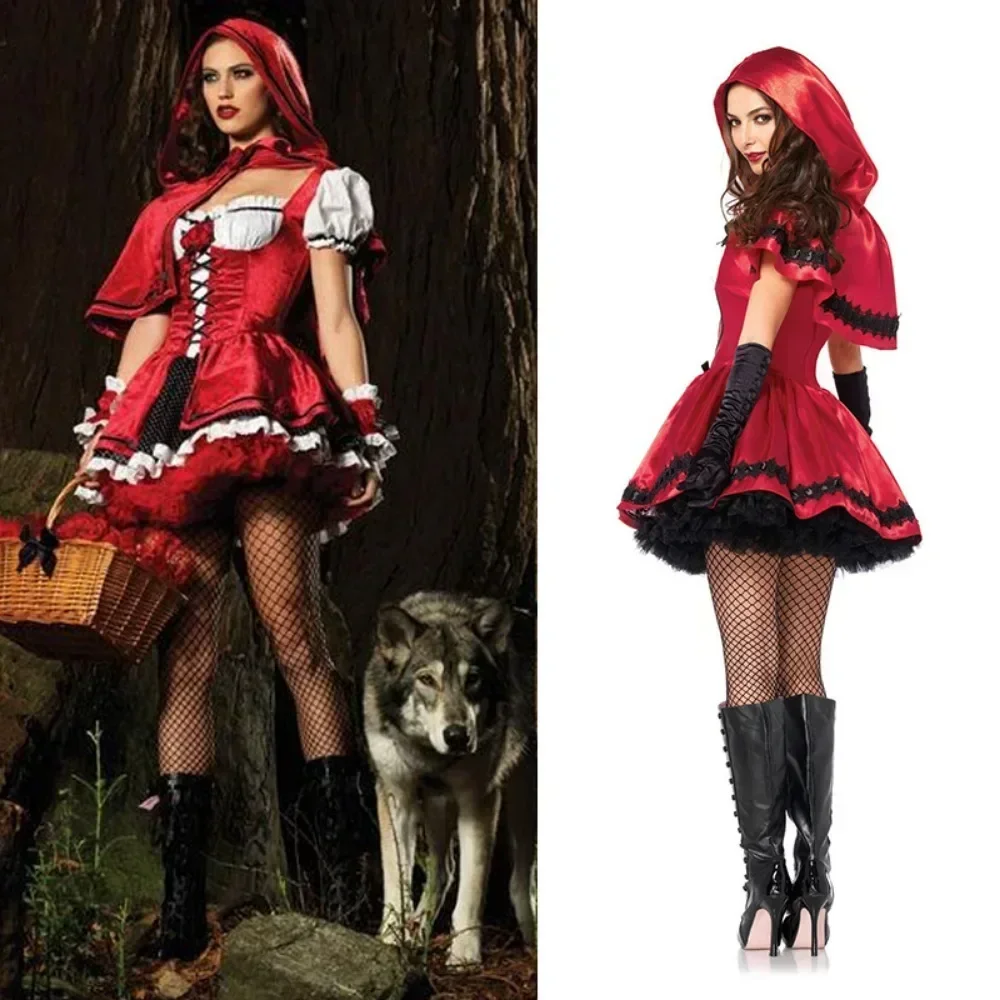 Rotkäppchen-Kostüm, Umhang, verkleiden sich, Halloween, Cosplay, Märchenprinzessin für Frauen und Erwachsene