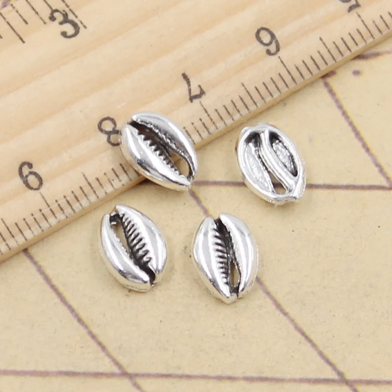 30 sztuk uroki czeski muszla Cowrie powłoki 10x7mm tybetański srebrny kolor wisiorki antyczna biżuteria Making DIY Handmade Craft