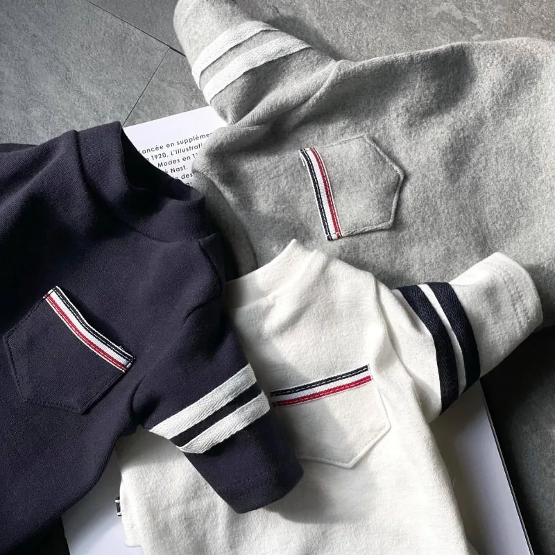 Fashion Pet Warm Pocket Sweatshirt Dog Striped Clothing Teddy Soft Bottoming Shirt Small to Medium Dog Winter Vest Puppy Coat