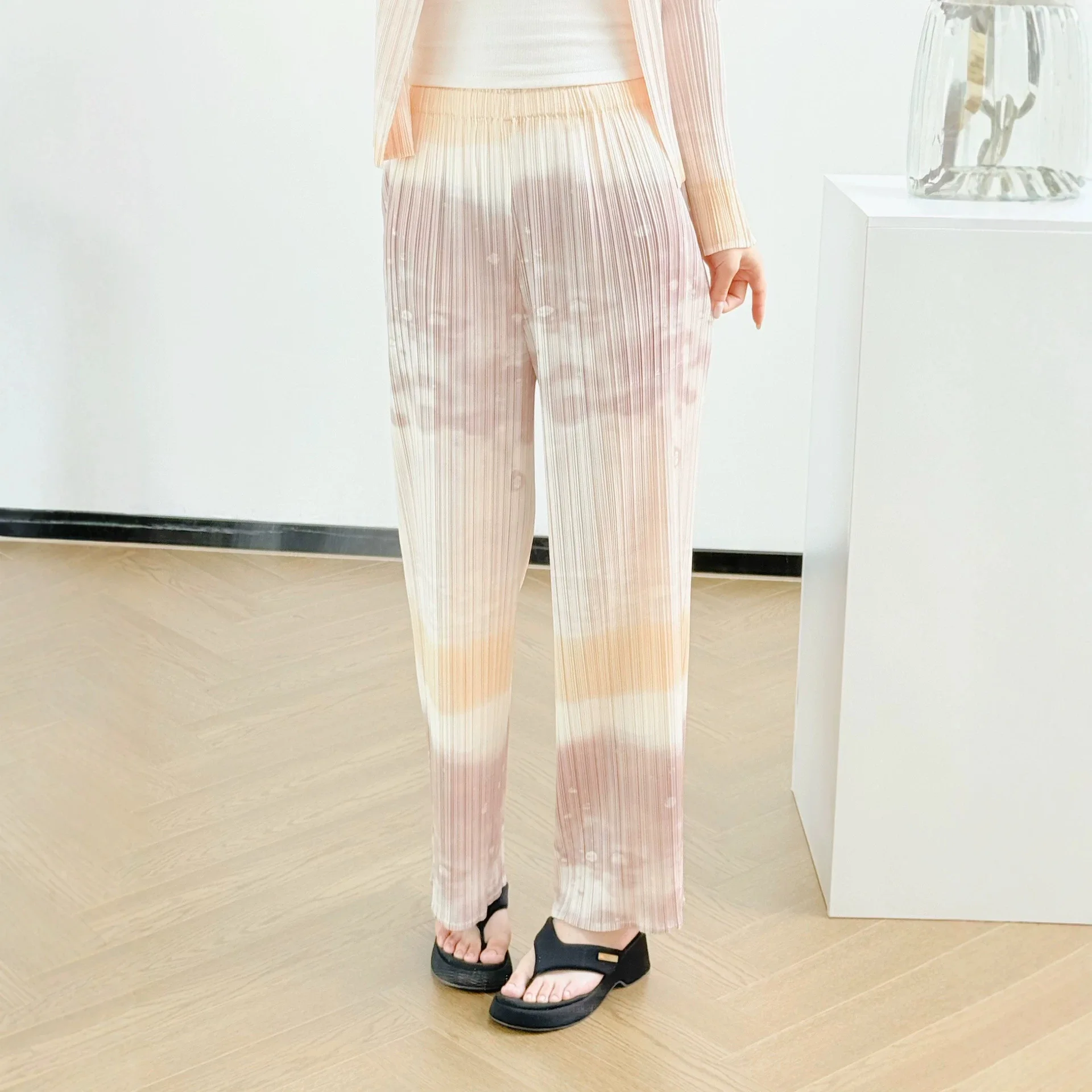 

Miyake Pleated Original Print Pants Plisse 2026 Summer New Set Women's Elegant Versatile Pleats Pants Loose Plus Size Trousers
