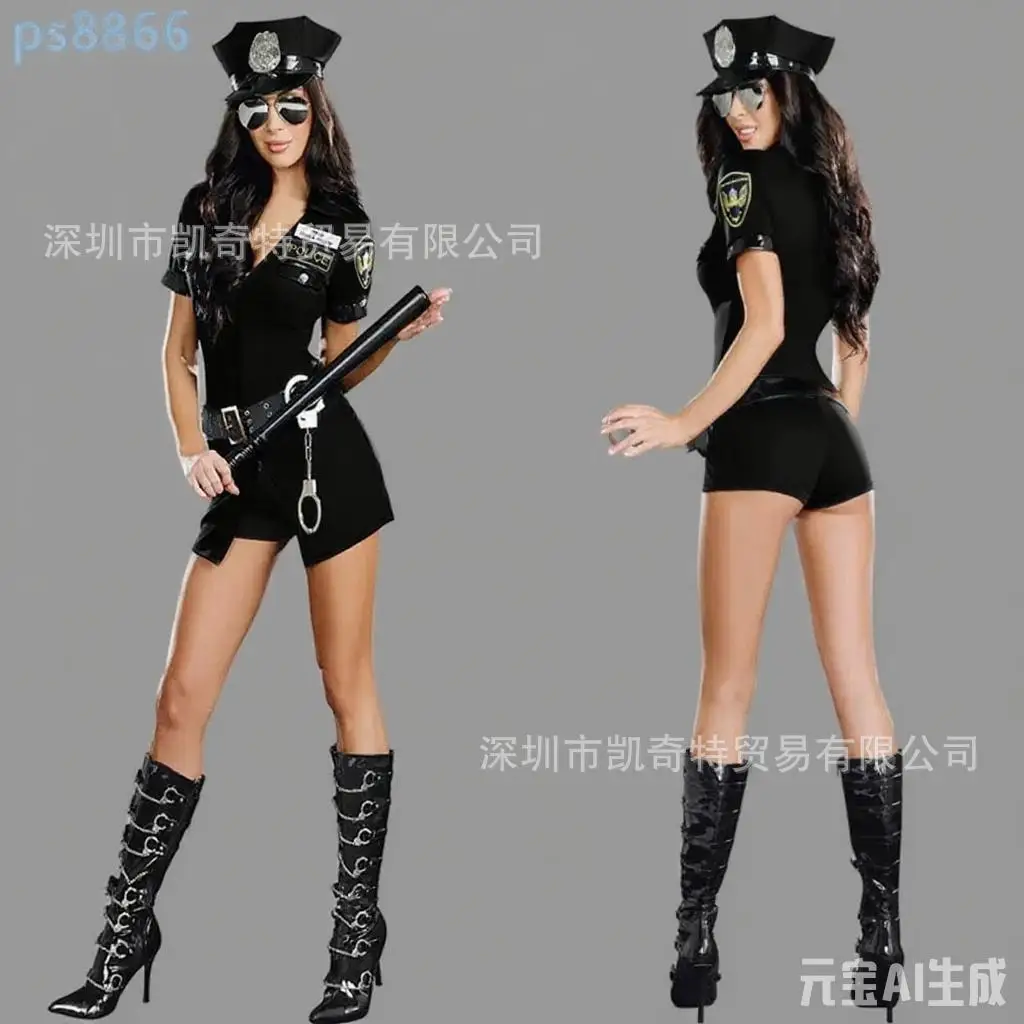 فستان شرطية تنكري للهالوين زي شرطة أزرق أنثى زي لعب دور الشرطة للهالوين زي شرطة الشرطة #3