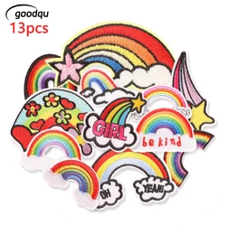 13pcs Patches For Clothing Kids Iron On Rainbow Lot Wholesale Embroidered Bulk Applique Pack Cute Parche Ropa Fabrics Sew Jacket