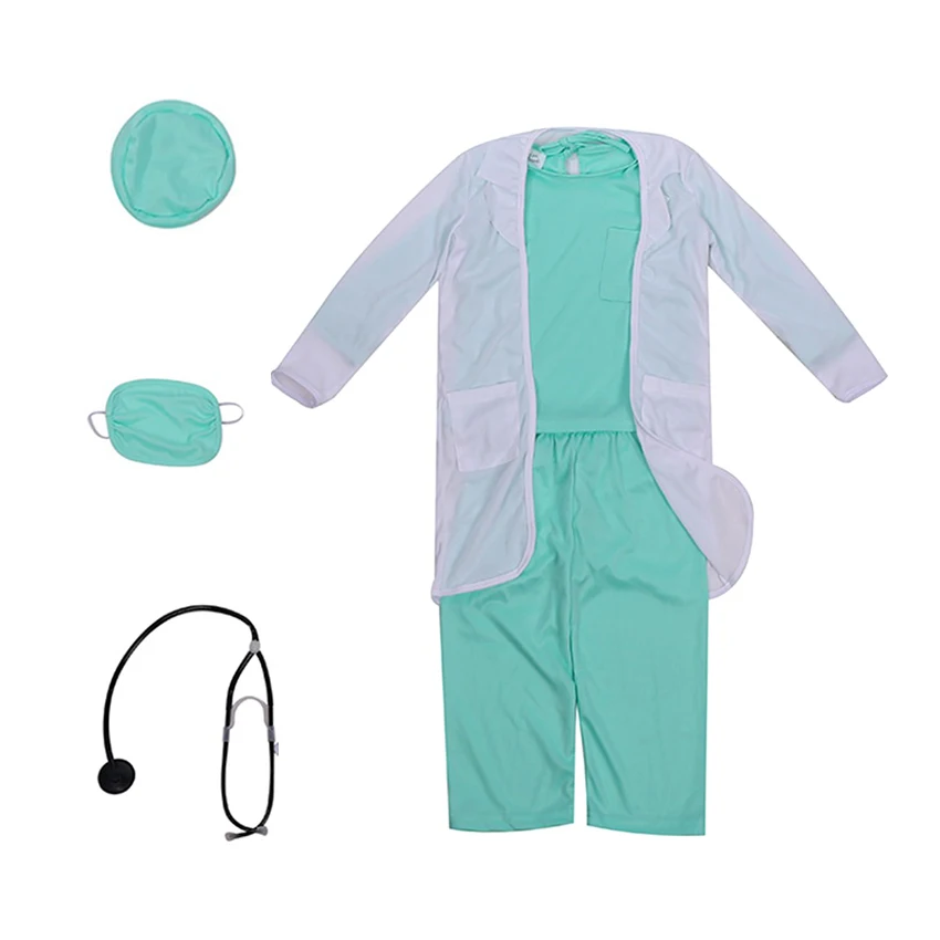 Bambino chirurgo medico uniforme Cosplay costumi di Halloween per bambini vestito da festa cappotto vestiti abiti da lavoro festa dei bambini Prop