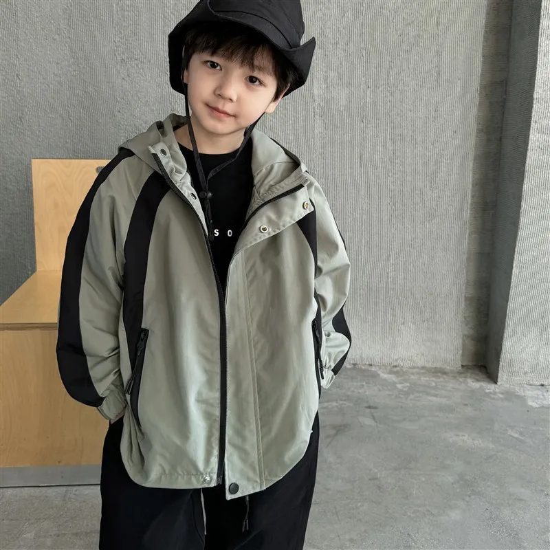 

2024 Boy's Korean Style Spring and Autumn Hooded Jacket