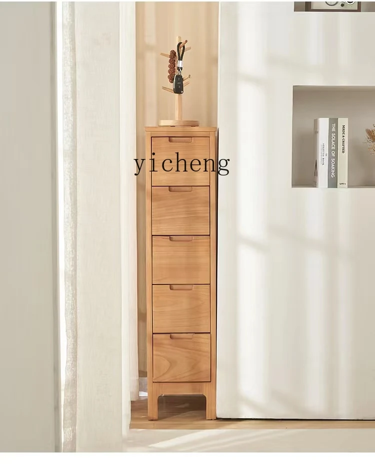 ZK solid wood ultra-narrow crack storage chest cabinet bedroom mini small cabinet solid wood living room locker