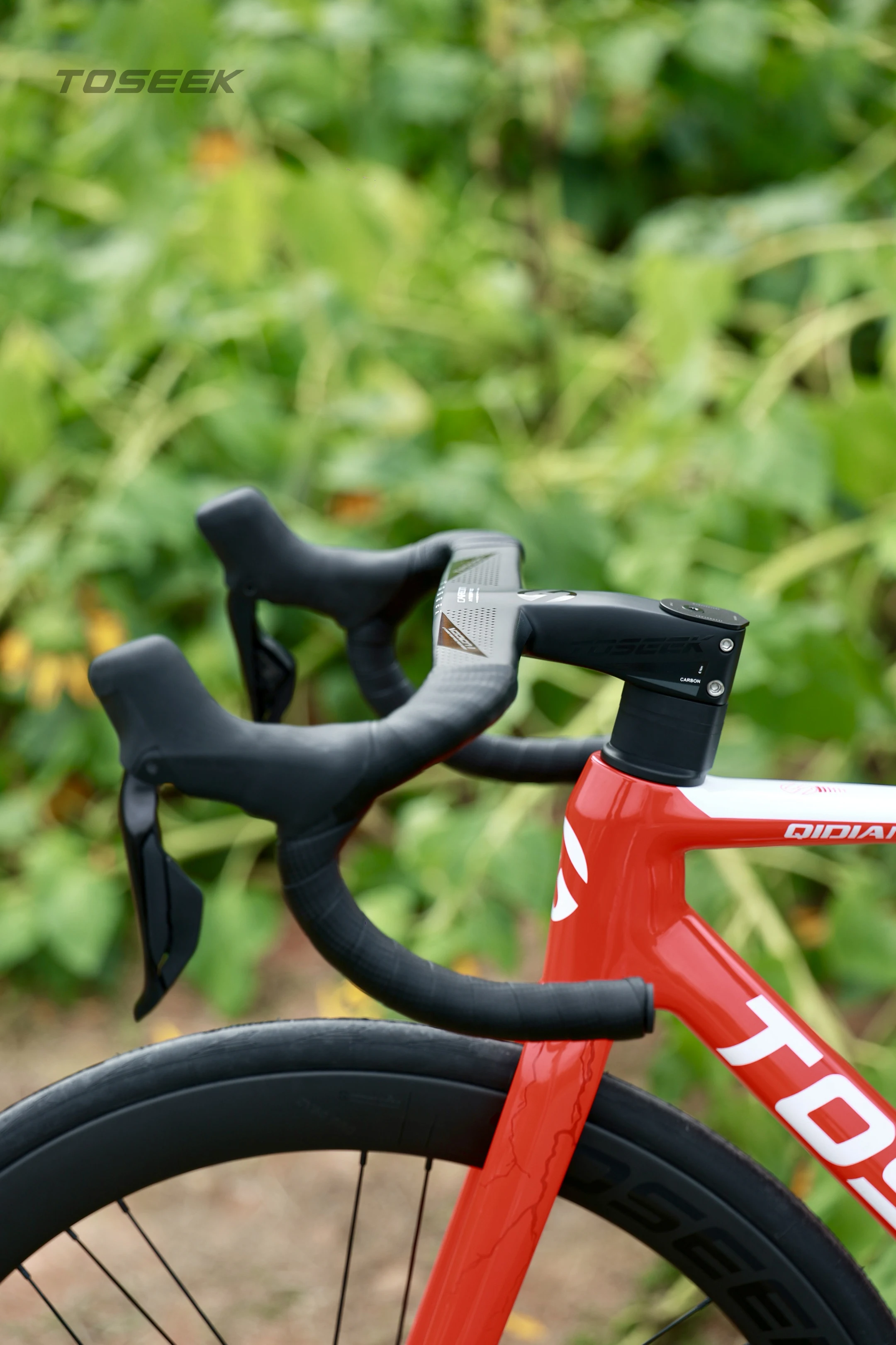 TOSEEK Fahrradlenker Drop Bar T800 Rennrad-Carbonlenker Integrierter Rennradlenker Gebogener Lenker Interne Kabelführung Fahrradteil – Detail 26