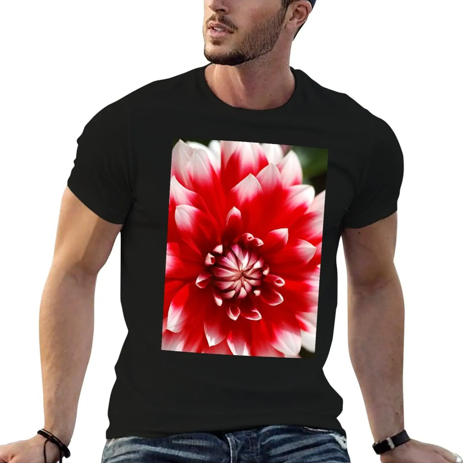 Delight Red White Dahlia T-Shirt vintage clothes anime t shirts rapper graphic tees funny t shirts men