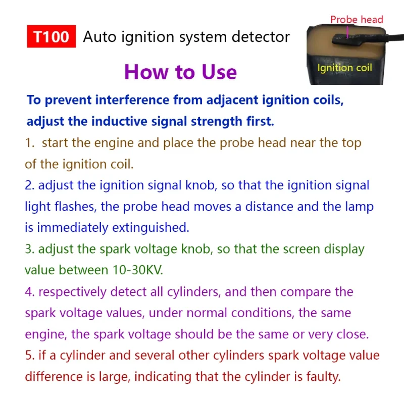 Auto Ignition System Detector for 12V 24V Ignition Systems,Detect the Ignition Signal and the Spark Voltage