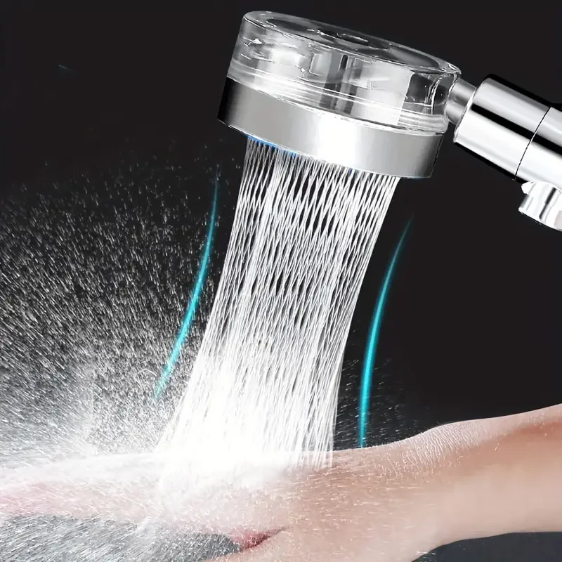 

360° Handheld Rotating Turbine Fan Shower Head High Pressure Water Saving Spray Shower Filter Bathroom Accessories