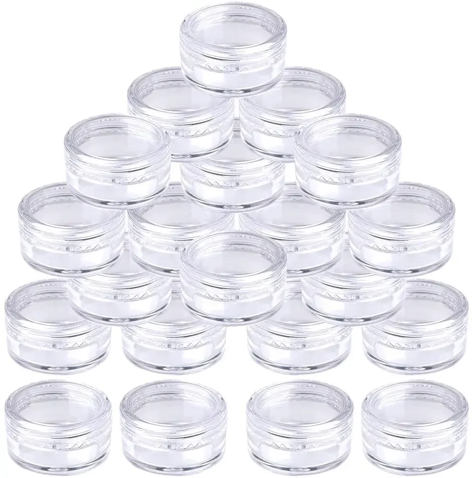 10 SZTUK 2g-20g Plastikowe podróżne słoiki kosmetyczne z pokrywkami Przezroczyste okrągłe pojemniki na próbki Doniczki Brokatowe butelki do przechowywania makijażu do paznokci