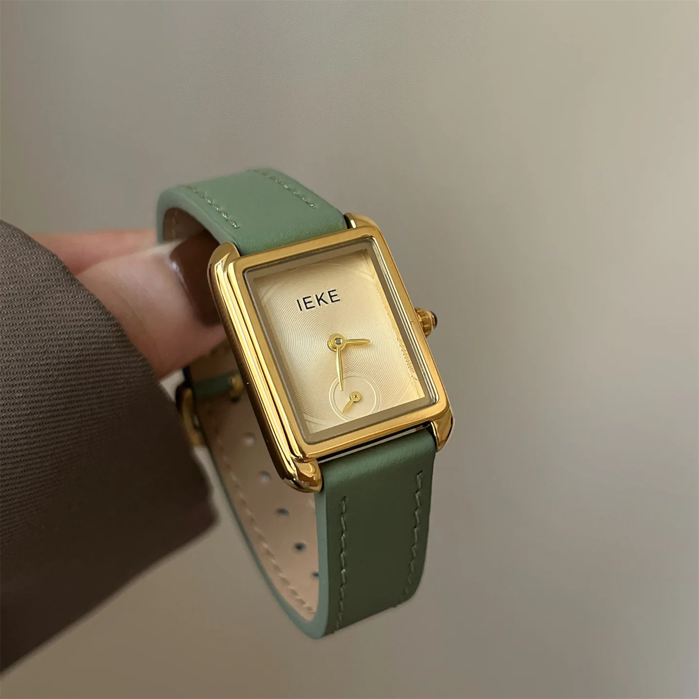 Женские часы для девочек, прямоугольные кварцевые часы Reloj Mujer, кожаный ремешок, квадратный овальный циферблат, женские наручные часы Orologio, простые золотые часы