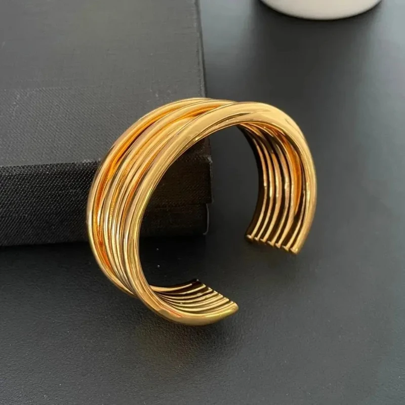 Europe America Designer Brass Plated Gold Line Bracelet Women Top Quality Charm Luxury Jewelry Trend