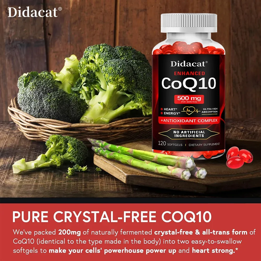 120 كبسولة إنزيم عضوي Q10 500 ملغ، صحة القلب والأوعية الدموية، مكمل الطاقة، الفيتامينات، الجمال والصحة