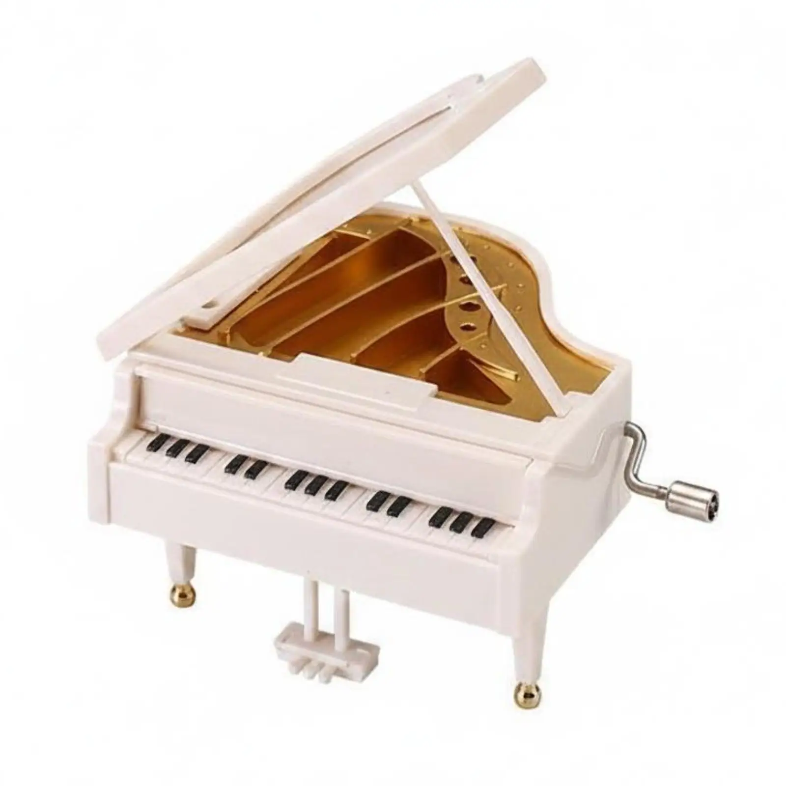 Classic Grand Piano Music Box Wooden Finish Mechanical Vintage Music Mechanism with Drawer for Bedroom Shelf