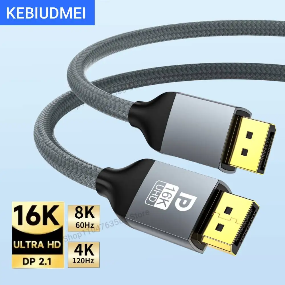 

16K Displayport 2.1 Cable 8K@120Hz 4K@240Hz 80Gbps HDR Video Audio Displayport Cable for Laptop TV Xbox Projector Gaming Monitor