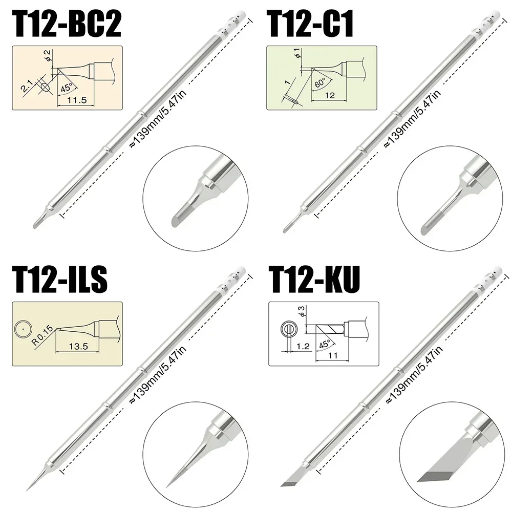 FMchip T12 Replacement Soldering Iron Tips for For Hakko fx951 T12-BCF1 ILS J02 Soldering Station Kits Welding Tools Accessories