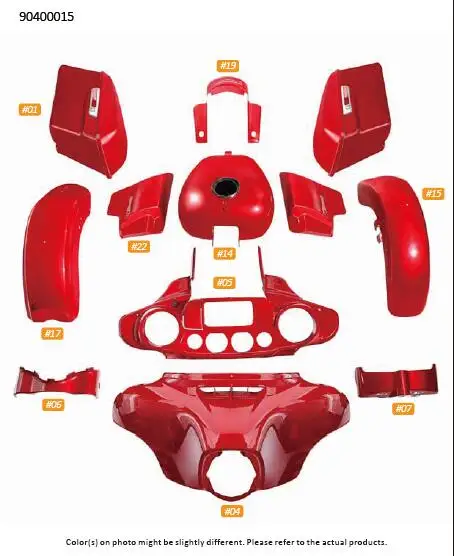 HR3 Wicked Red Body Kit Inner Outer Fairing Saddlebag Fender Gas Tank Fit for  Road Glide CVO 15+