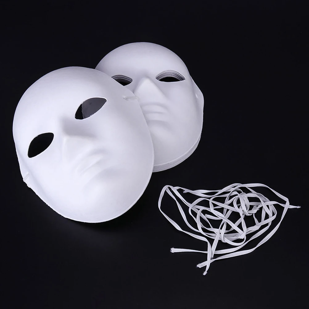 

8 Pcs White Paper Masks Full Face Peking Opera DIY Paintable Creative Craft Halloween Costume Unisex Child Art Project