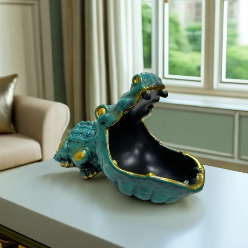 Home Decoration Crocodile Statue Sculpture Key Candy Storage Container Decoration Dining Table