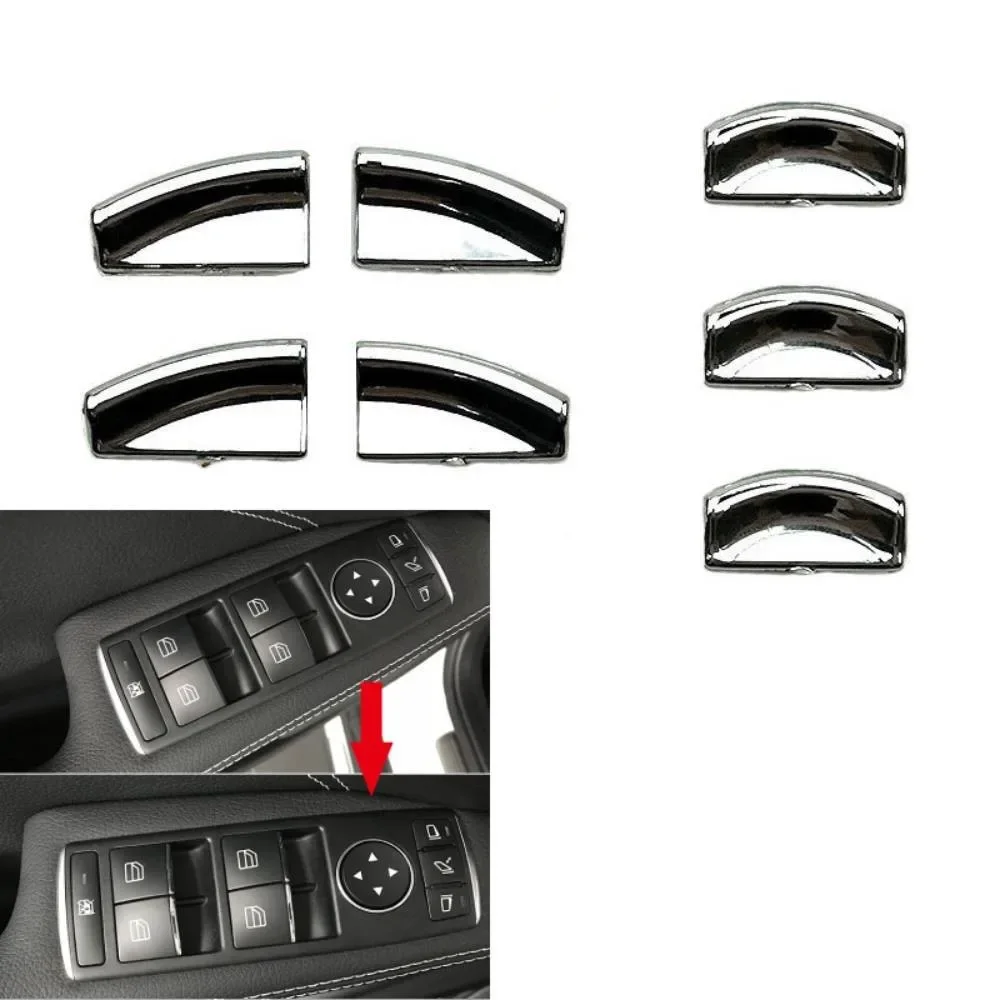 

7Pcs/Set Interior ABS Chorme Decoration Sticker For Merce-des-Benz E W212 C W204 GLK X204 ML GL W166 X166 Class Door Lift Button