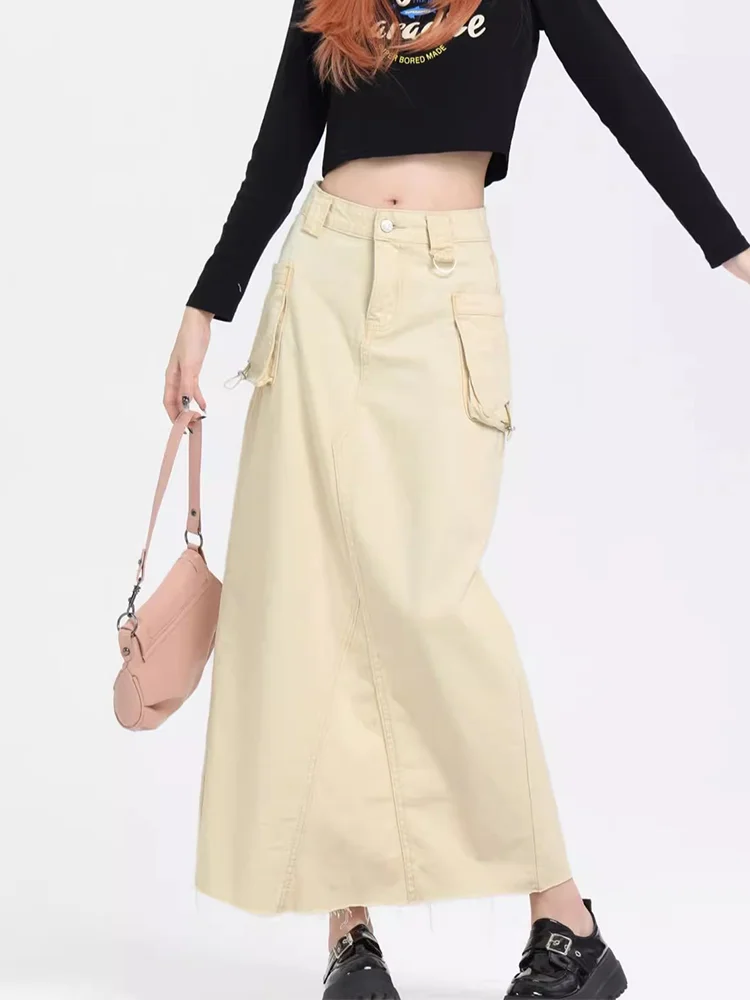 Denim A-line Skirt Women's Slim Covering Crotch and Hip Covering Skirt Y2k New High Waist Slim Fashion Harajuku Instagram 2024