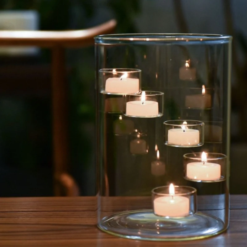 European Extra Large Glass Windproof Candlestick Candlelight Dinner Decoration Ornament Centerpieces Candle Holders Home Decor