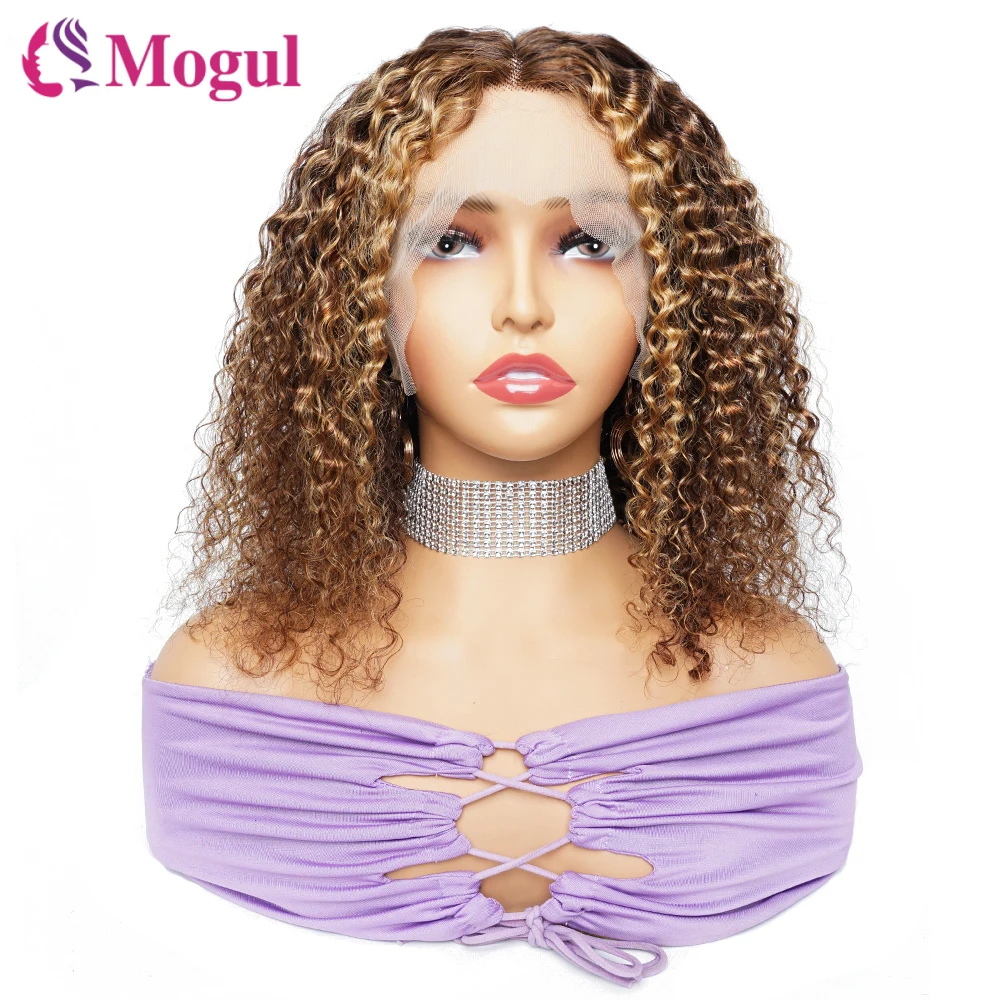 

T Part Bob Wig Human Hair 13x4x1 Lace Front Wigs P4/27 Short Bob Jerry Curly Remy Hair Human Hair Wigs for Women Mogul Hair