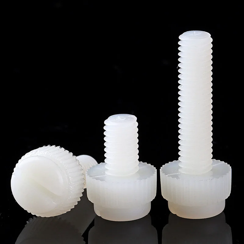 50Pcs M3 M4 M5 M6 M8 Transparent/Black/White PC Nylon Slotted Knurled Thumb Screws Fasteners For Furniture Hardware Accessories