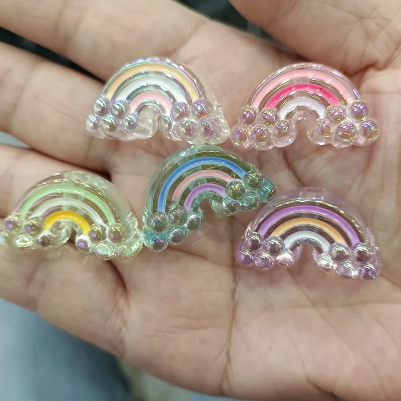 

100Pcs Plated Vertical Hole Rainbow Beaded Pens DIY Handmade Bead String Pen Mobile Phone Necklace Bead Making Accessories