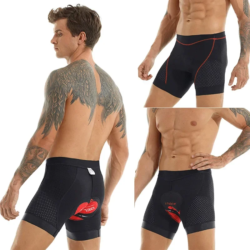 X-TIGER Men\'s Cycling Underwear Shorts 5D Padded Bike Bicycle MTB Liner Shorts with Anti-Slip Leg Grips Shock Absorbing Briefs