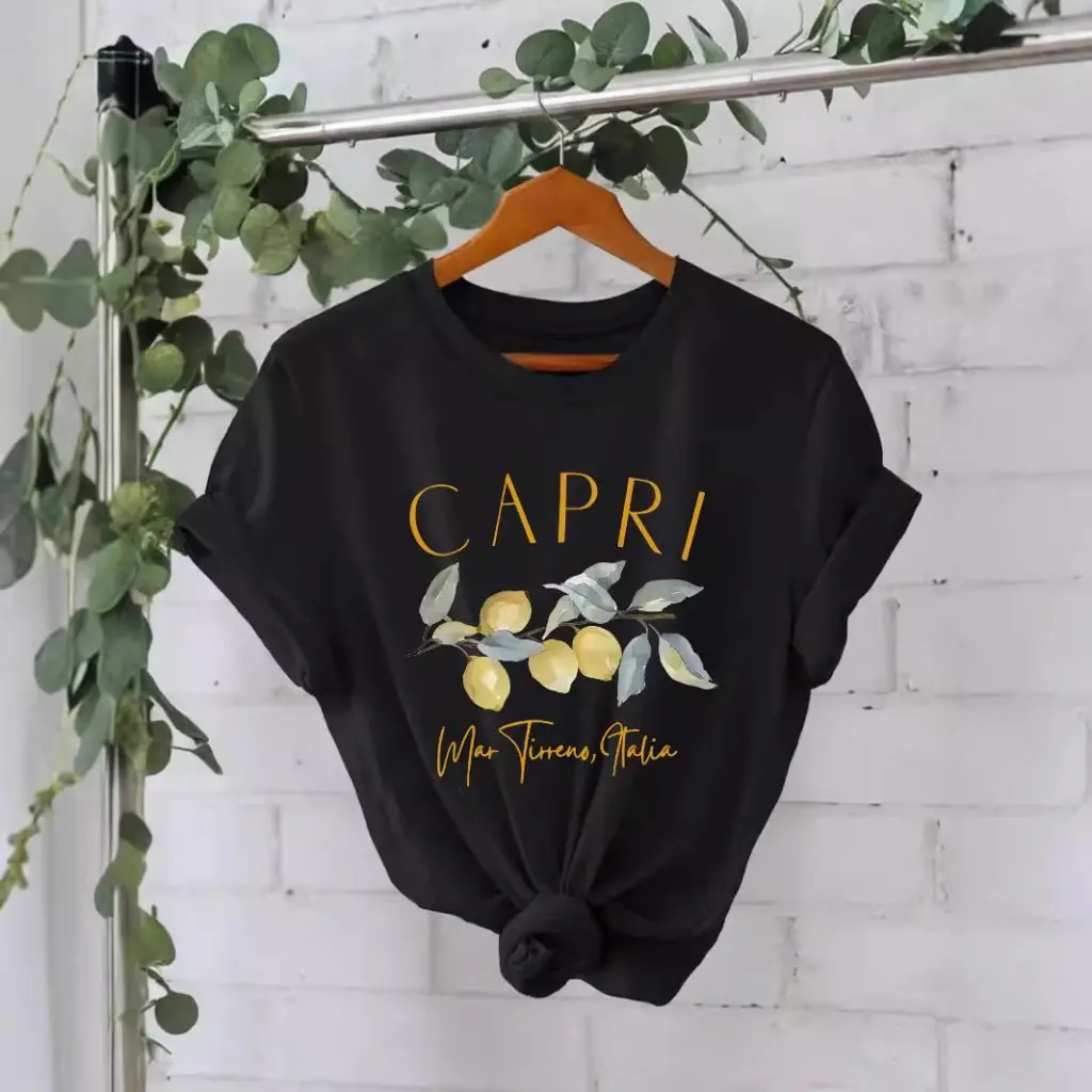 

Women's Pure Cotton T-shirt Summer Short Sleeve round Neck Print Design European American Style Fashion Female Top