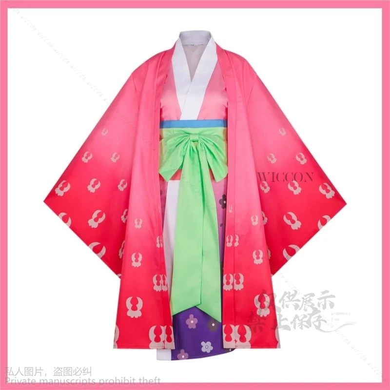 Neue Anime Kozuki Hiyori Cosplay Kostüm Wano Kuni Land Prinzessin Perücke japanische Kimono Umhang Bademantel Frau sexy Halloween Anzug