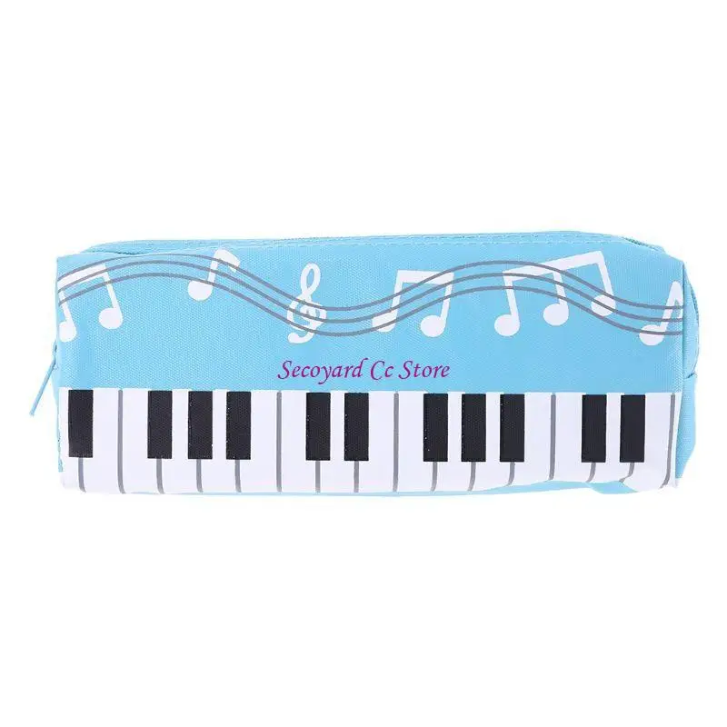 N3UC Music Notes Piano Keyboard Pencil for Case Large Capacity Pen Bags Stationery Office School Student Gifts