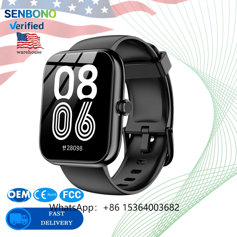 

TJXL-SENBONO IDW25 OEM/OMD Smart Watch Men Women Voice Assistant IP68 Fitness Tracker Bluetooth Call Best Choice for Outdoor Spo