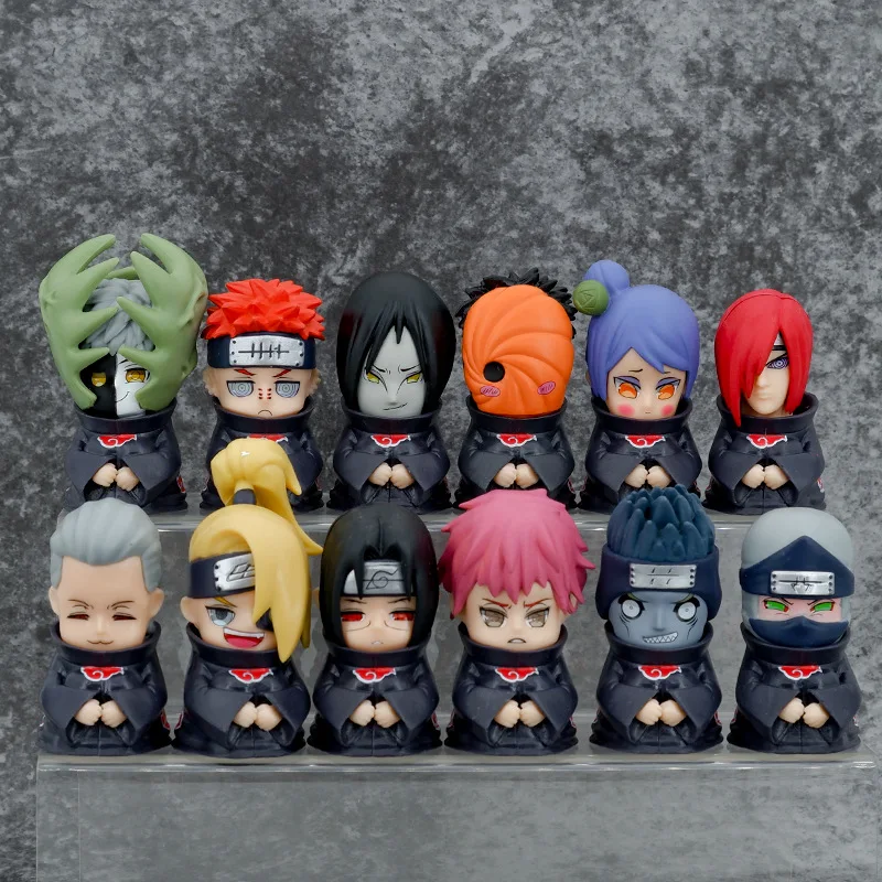 6Pcs/set Naruto Amine figure Shippuden  Action Figures Q Version Cute Akatsuki Itachi Pain Obito Model Doll Collection Toys Gift