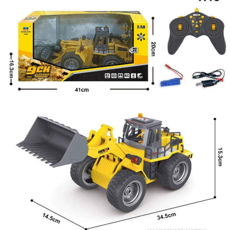 Huina Rc Loader Alloy 9 Channel 1 18 Scale Remote Control Engineering Vehicle Hobby Model For Adult Collectors