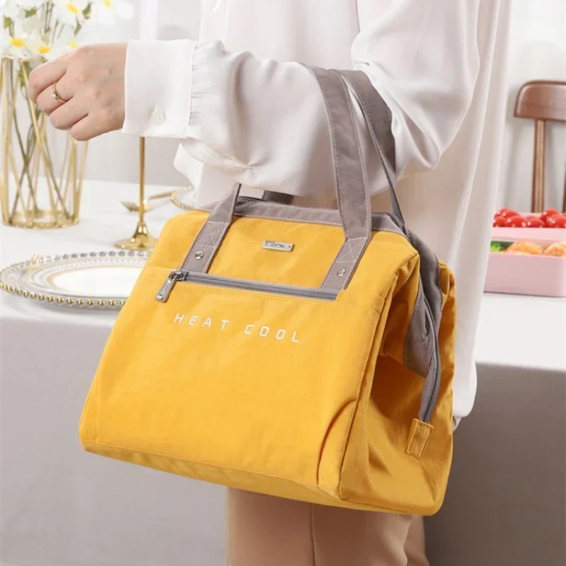 Large Lunch Bag Women Waterproof Concise Convenient Fresh Cooler Bags Thermal Breakfast Food Box Portable Picnic Travel Food Bag