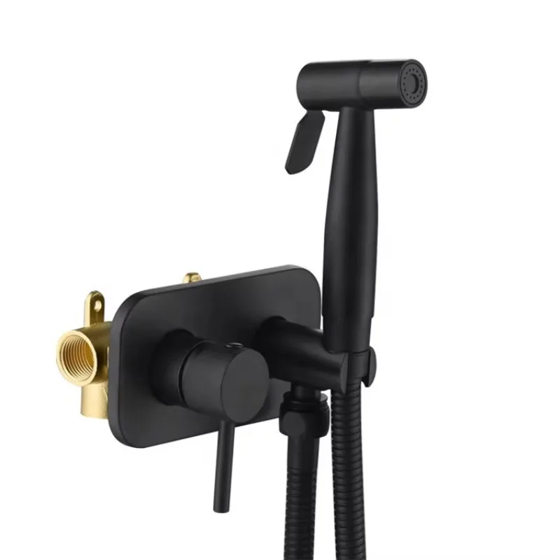 

Modern Matte Black Portable Solid Brass Wall Mounted Single Handle Handheld Bidet Sprayer Faucet Mixer