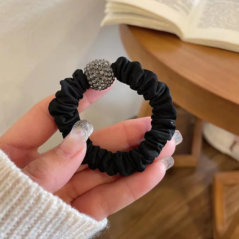 Cuerda de cabeza con estampado de leopardo para el cabello, accesorios para el cabello de alta elasticidad, con diamantes de imitación, con diseño