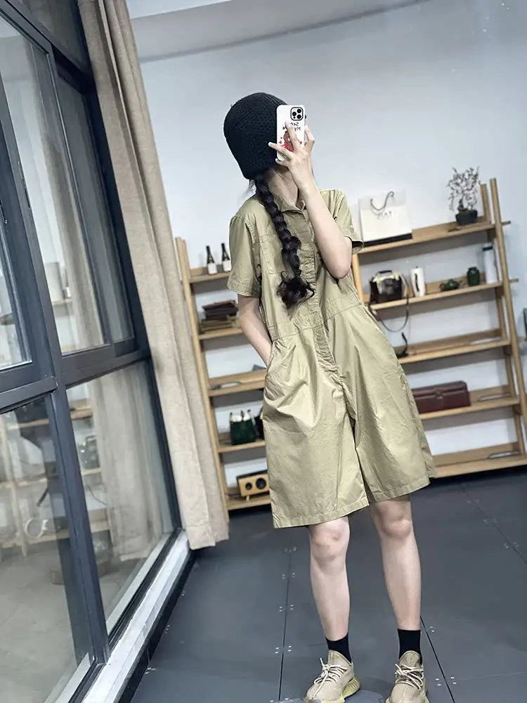 

Summer Original Korean Sle Wide Leg Pants Casual Loose Trendy Slimming Cotton Thin One-Piece Overalls Faionable Commute