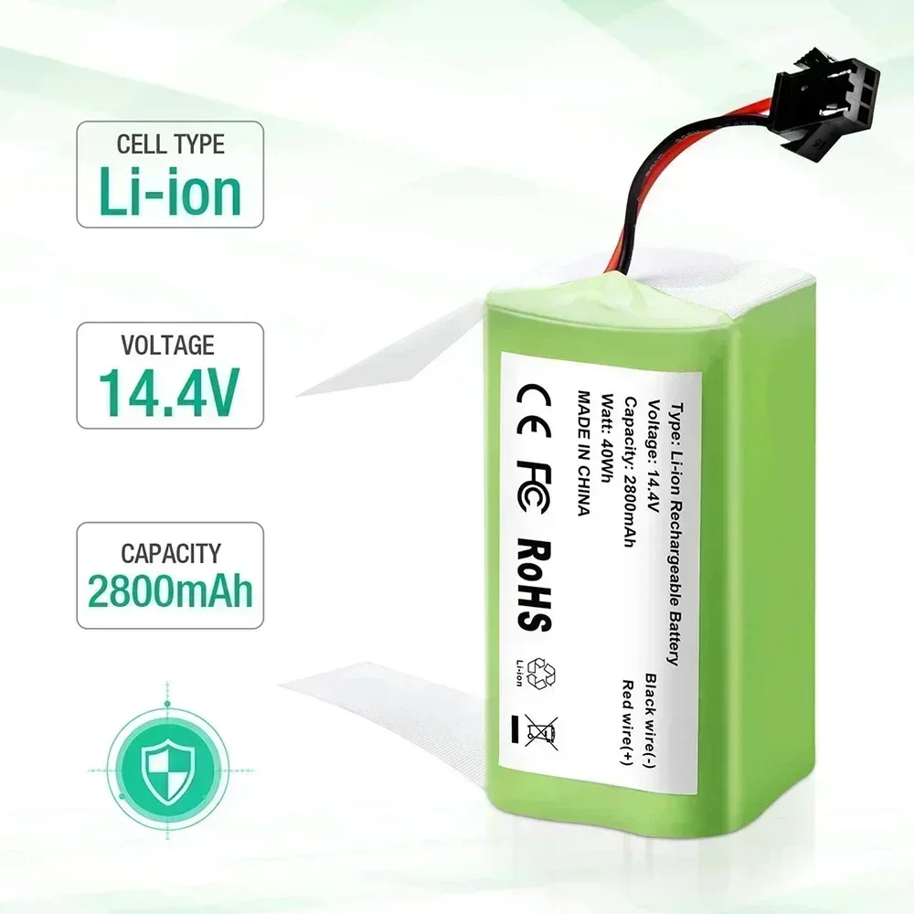 New 14.4V 6800mAh Li-ion Rechargeable Replacement Battery Compatible with Ecovacs Deebot N79S N79 DN622 Eufy RoboVac 11 11S