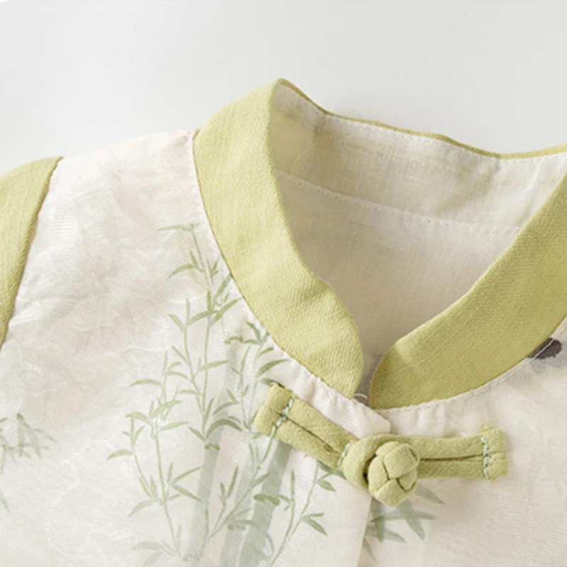 ملابس الصيف الرضع طفل رضيع الاشياء النمط الصيني الكرتون لطيف الباندا طباعة قصيرة الأكمام السروال القصير حللا الوليد البنود BC400 #3