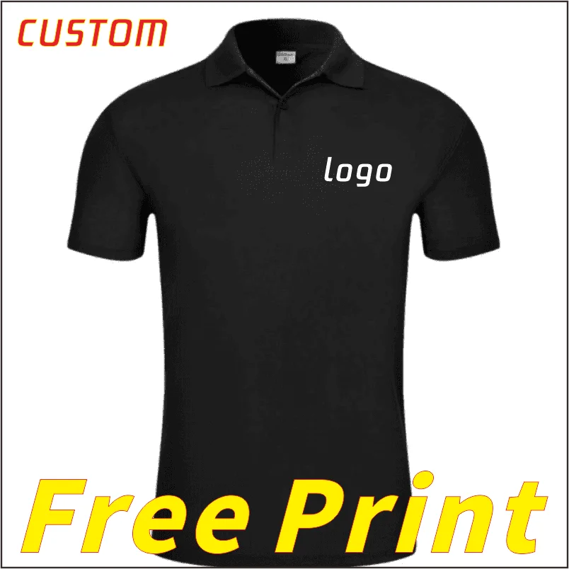 

Solid color summer polo shirt, short sleeved T-shirt, custom printed logo, embroidered logo icon, men's and women's clothing