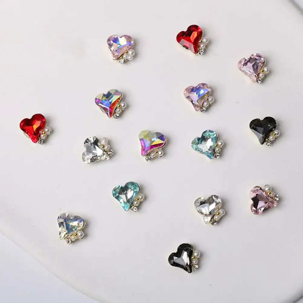 10 قطعة/المجموعة مسمار الفن ديكور شكل قلب الراين مسمار سحر فو اللؤلؤ مانيكير ديكور