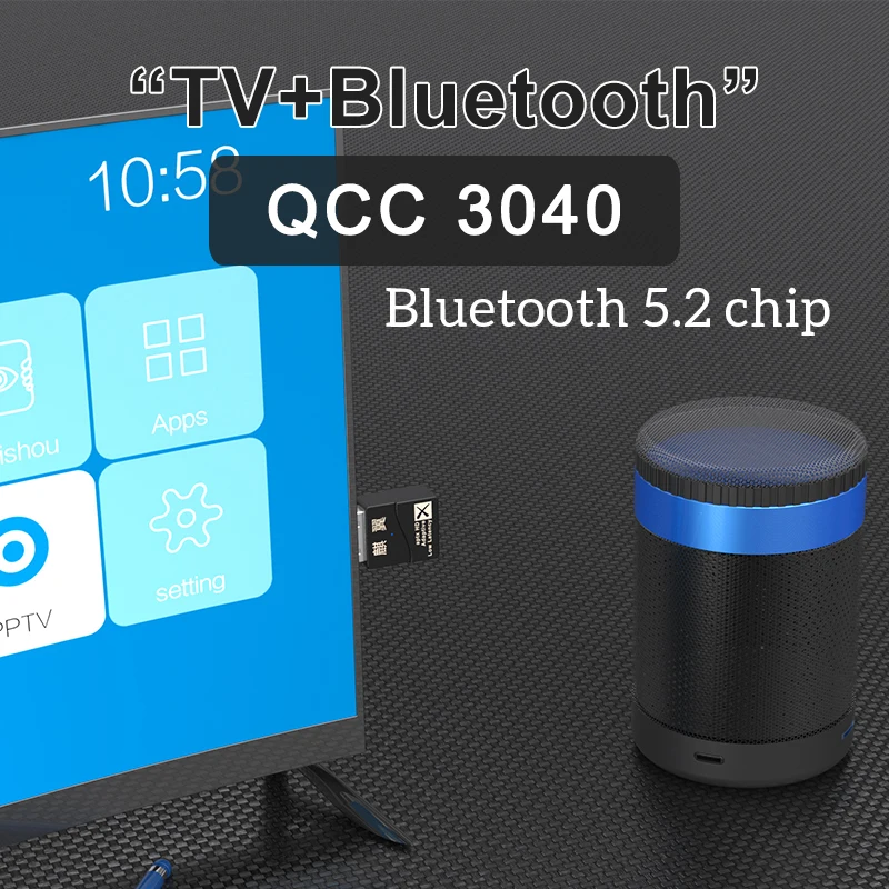 Qcc3040 24bit kb8p csr bluetooth 5.2 transmissor de áudio com microfone aptx ll hd adaptável 40ms baixa latência adaptador sem fio para tv pc