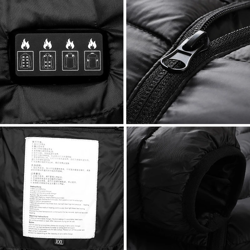 Chaqueta calefactora eléctrica para hombre y mujer, abrigo impermeable de algodón con USB, ideal para deportes al aire libre, 19 Áreas, Invierno