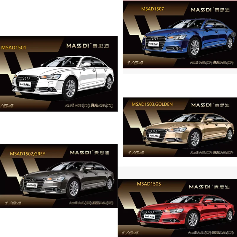 

MASSDI Масштабная модель автомобиля A6L (C7) 1:64, имитация из сплава, статическая коллекционная игрушка, подарок, сувенир, украшение